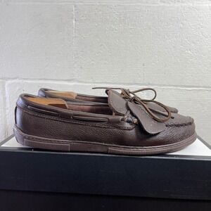 Minnetonka Moosehide Classic Moccasins Brown Leather Slip On Men's‎ 42 EU/9 US